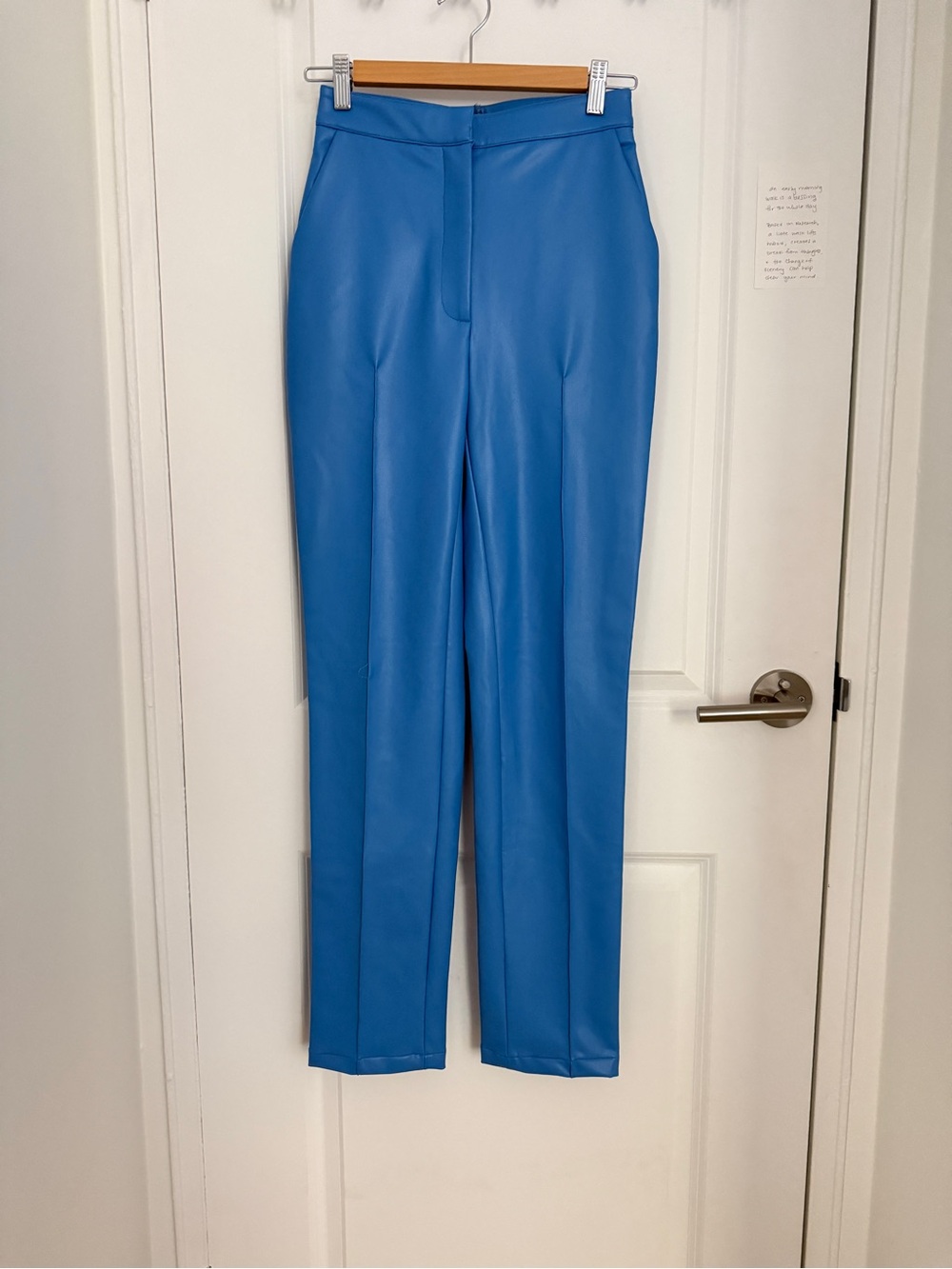 LAPOINTE Blue Women's Tailored Faux-Leather Trousers Pants